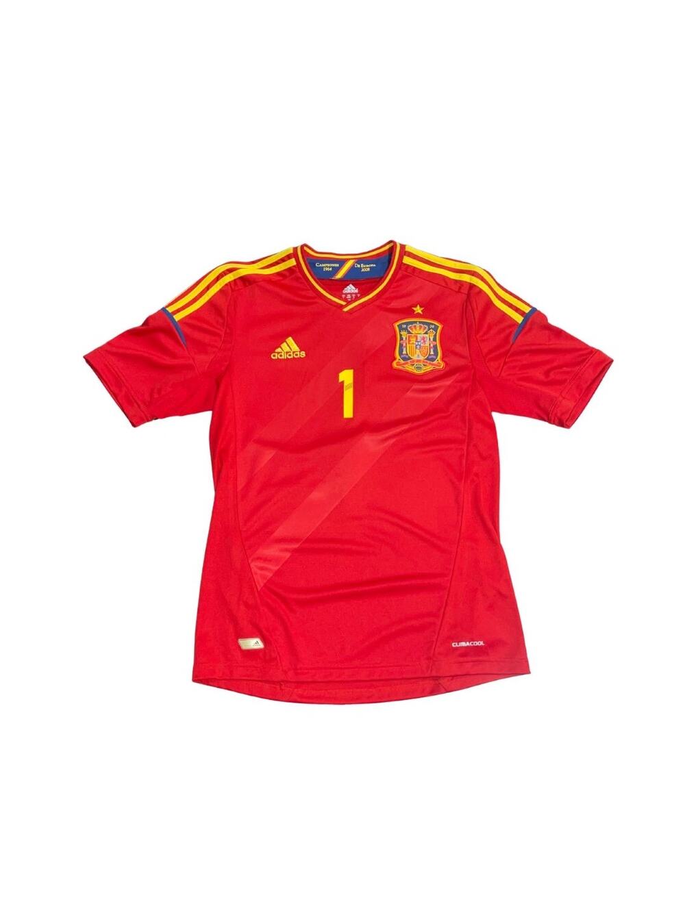 Adidas Spain 2011-12 Home Soccer Jersey Iker Casillas #1 Fifa Goalie World Cup